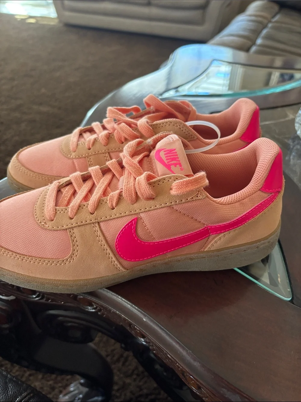 Nike Kids Peach and Hot Pink Low-Top Sneakers